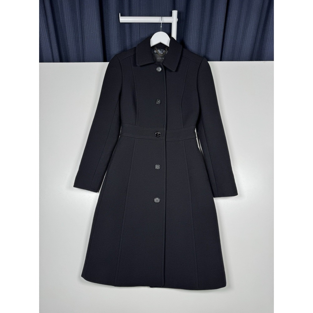 J.Crew Lady Day Coat Black Double-Cloth Wool Jacket - Women's 000